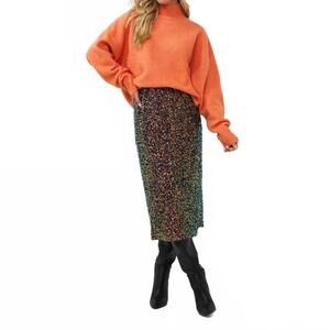 NEW ESQUALO suna sequin long skirt in multi